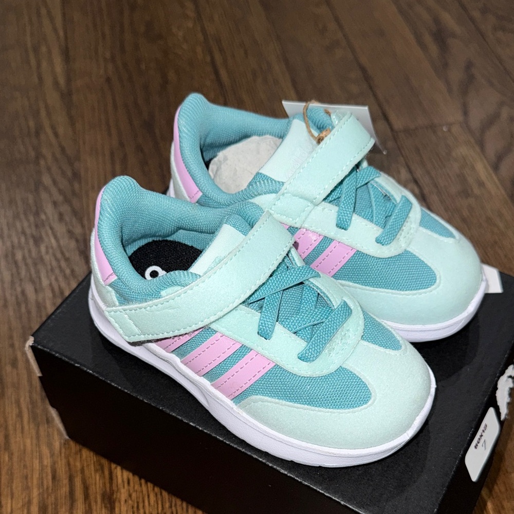Adidas Kids' Aqua and Pink Sneakers